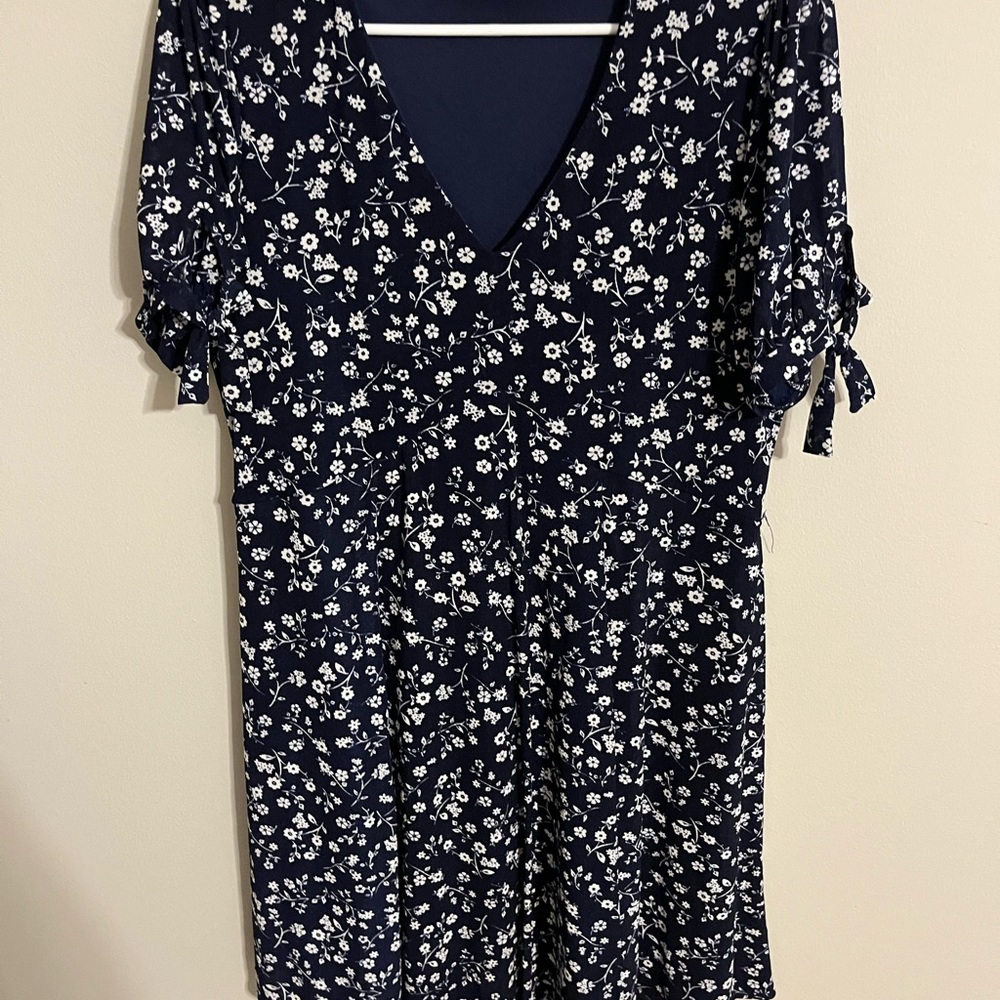 Siren Lily Blue Puff Sleeve V-Neck Midi Dress